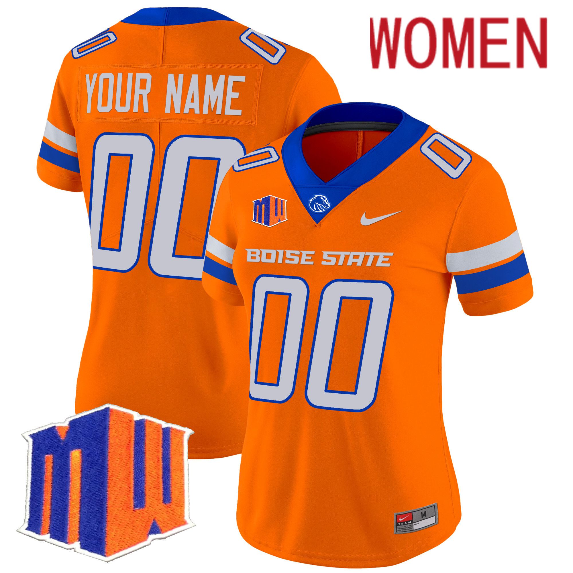 Women Boise State Broncos Orange Nike 2024 Vapor Limited Custom NCAA Jersey